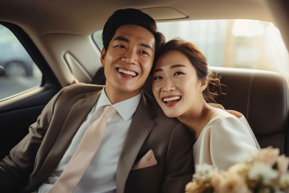 Newlyweds laughing wedding adult. AI generated Image by rawpixel.