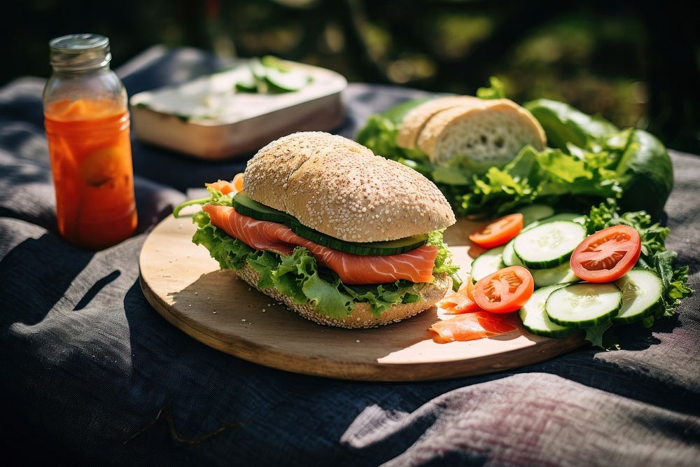 Bagel vegetable sandwich bread. AI generated Image by rawpixel.