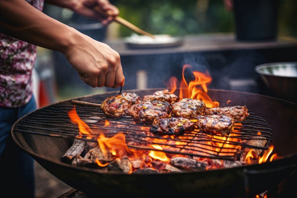 Person cooking bbq grilling outdoors adult. AI generated Image by rawpixel.