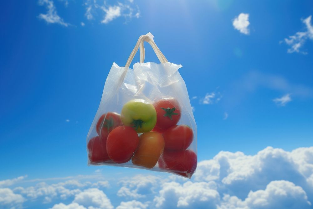 Vegtables bag sky outdoors. AI generated Image by rawpixel.