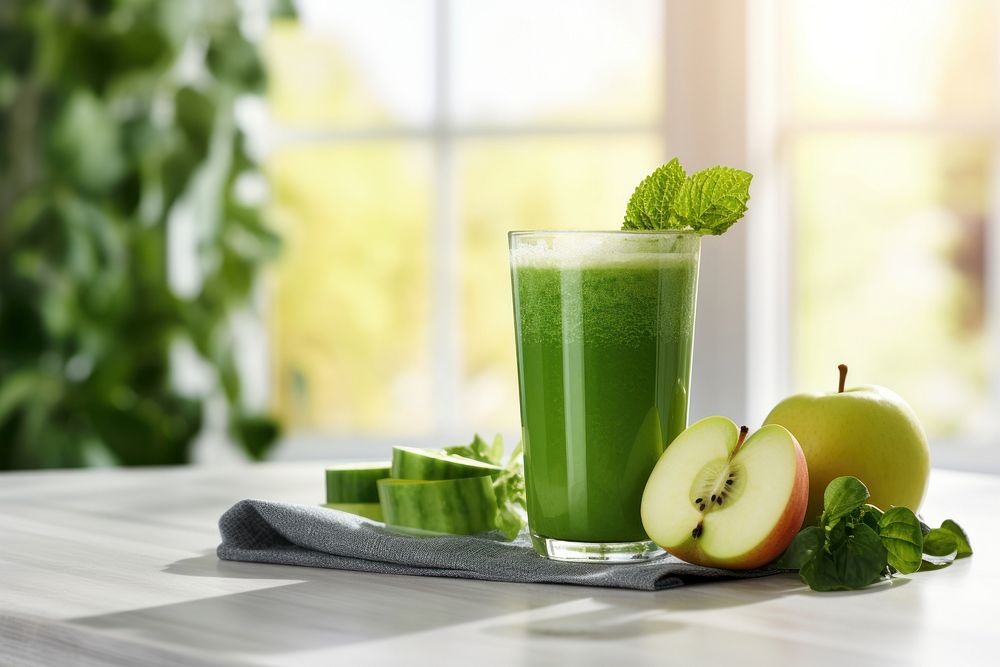 Green juice smoothie drink fruit. AI generated Image by rawpixel.