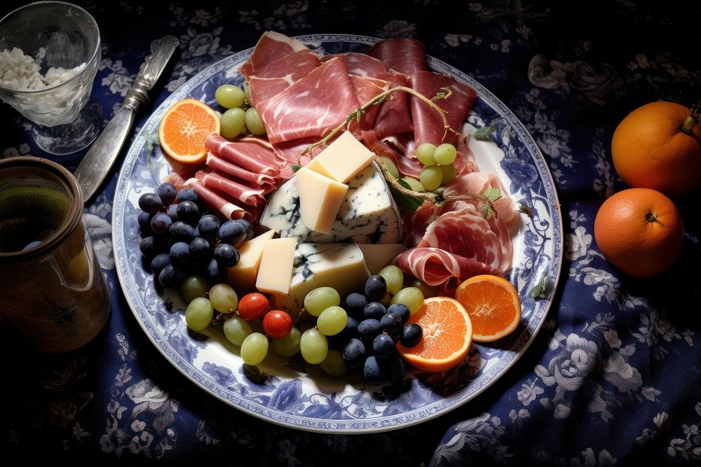 Cold cut fruit plate platter. AI generated Image by rawpixel.