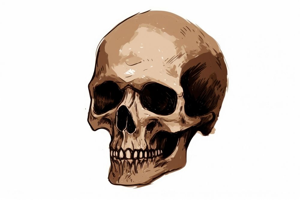Skull sketch white background anthropology. AI generated Image by rawpixel.