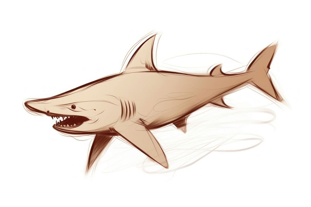Shark drawing animal sketch. AI generated Image by rawpixel.