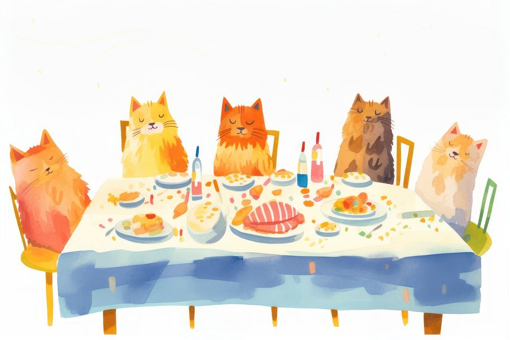 Table mammal animal party. AI generated Image by rawpixel.