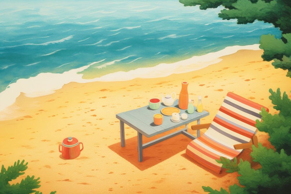Beach furniture outdoors summer. AI generated Image by rawpixel.