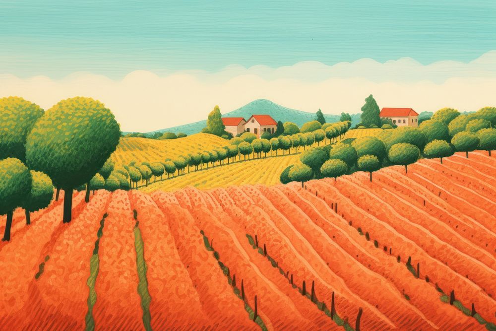 Vineyard agriculture landscape outdoors. AI generated Image by rawpixel.