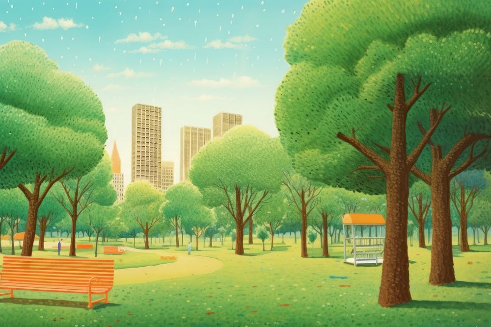 Park in the middle of the city landscape outdoors nature. AI generated Image by rawpixel.