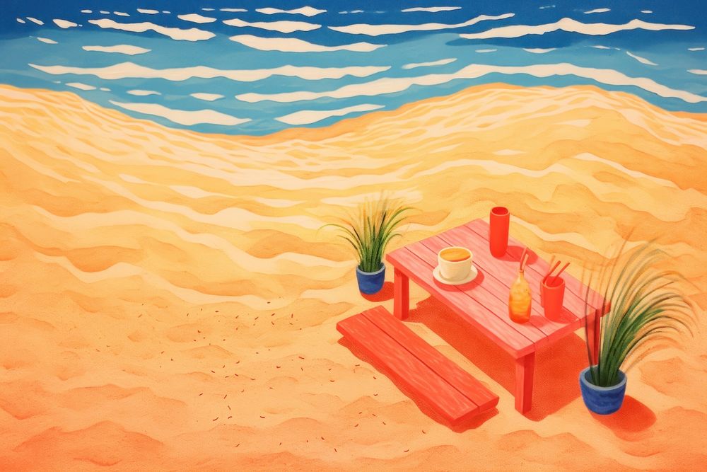 Beach painting outdoors summer. AI generated Image by rawpixel.