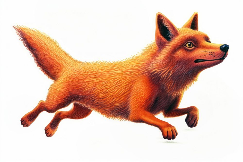 Jumping fox mammal animal dog. AI generated Image by rawpixel.