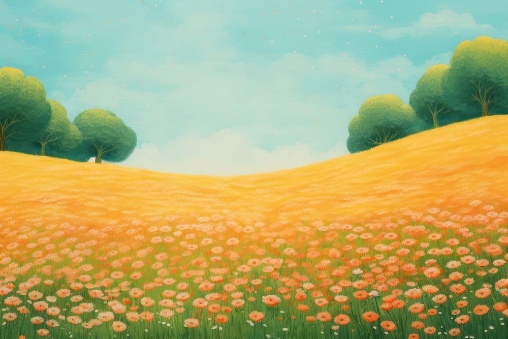 Flower field backgrounds landscape. AI generated Image by rawpixel.