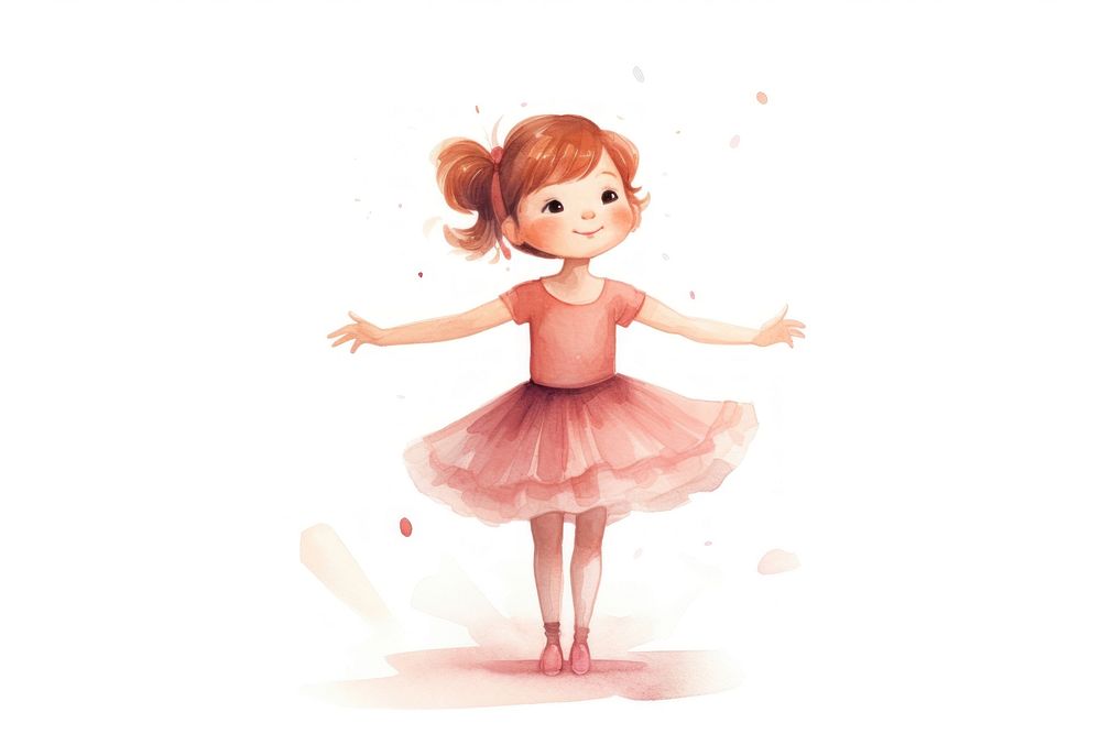 Young girl wearing ballet costume dancing cartoon cute. AI generated Image by rawpixel.
