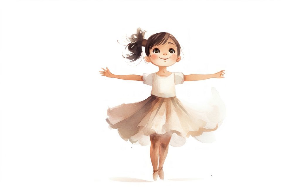 Young girl wearing ballet costume dancing cartoon child. AI generated Image by rawpixel.