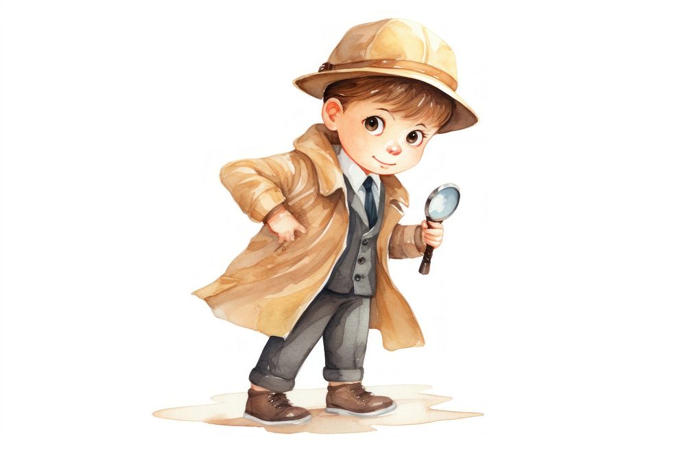 Detective holding cartoon cute. AI generated Image by rawpixel.