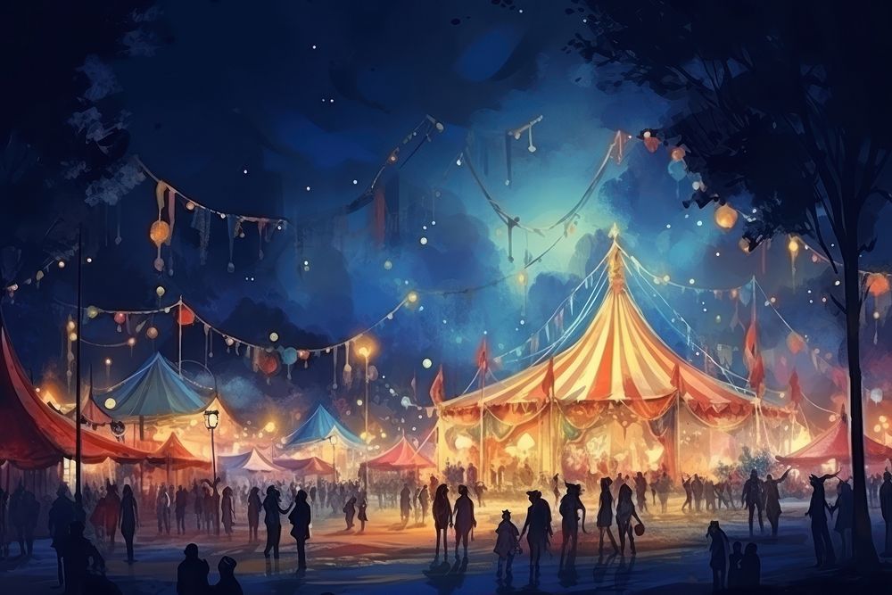 Circus carousel festival night. AI generated Image by rawpixel.