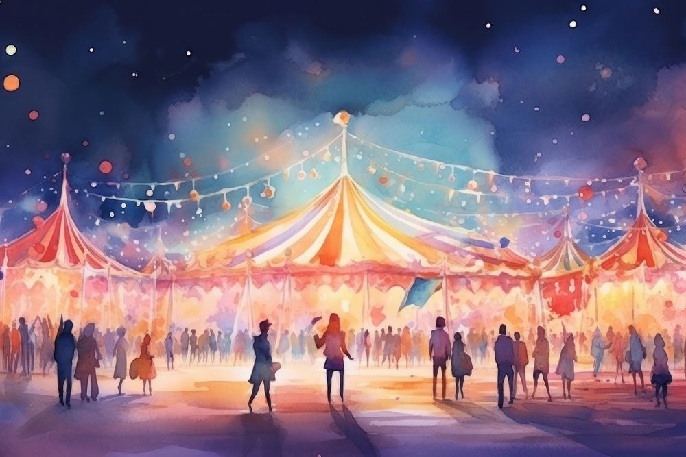 Circus carousel festival people. AI generated Image by rawpixel.