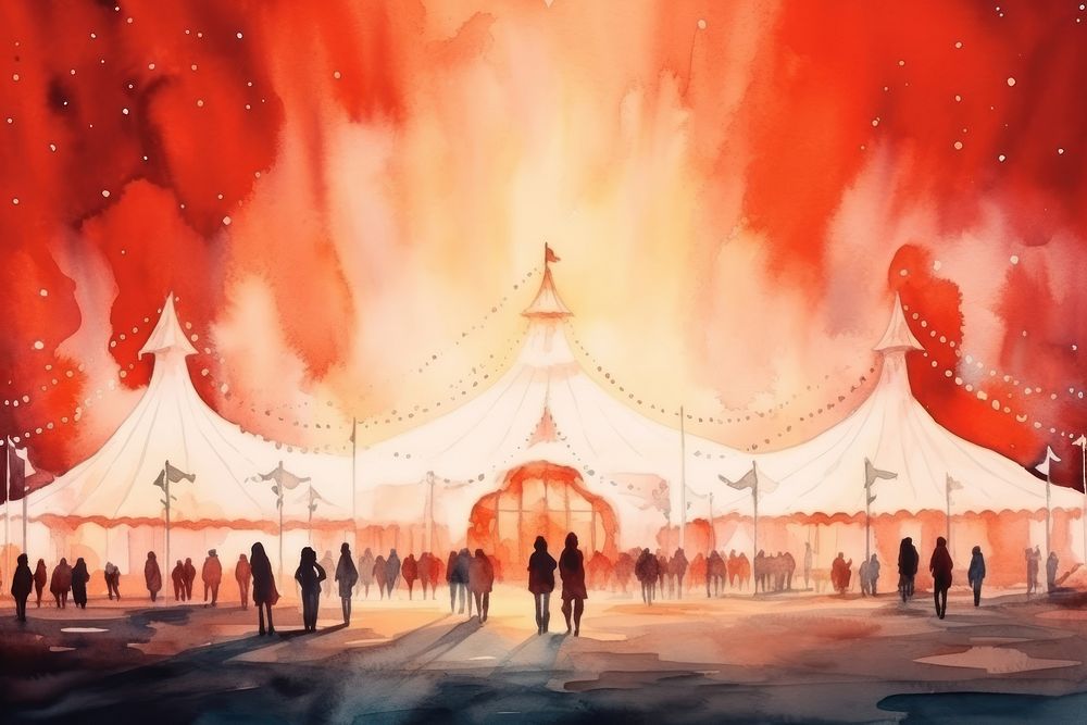 Circus red circus tent night transportation architecture. AI generated Image by rawpixel.