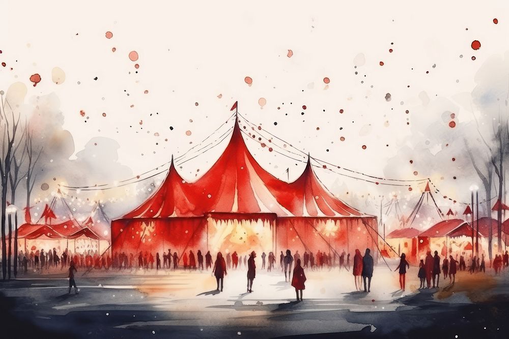 Circus red circus tent festival people night. AI generated Image by rawpixel.