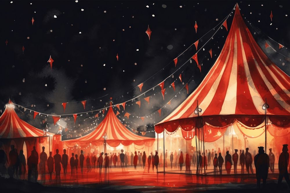 Circus red circus tent night architecture celebration. AI generated Image by rawpixel.