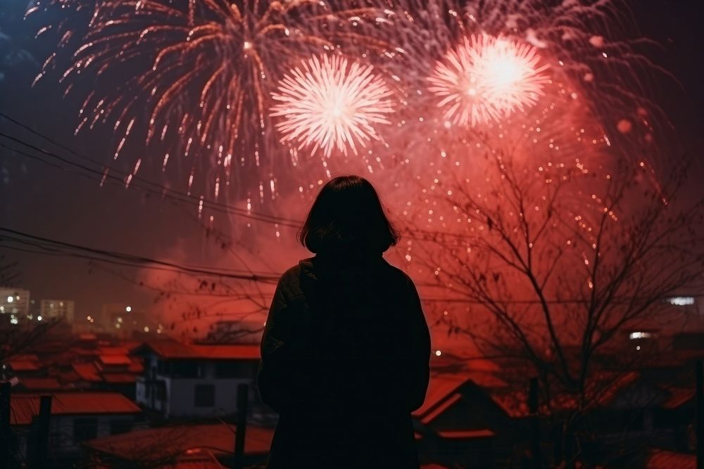 New year fireworks celebration outdoors. AI generated Image by rawpixel.