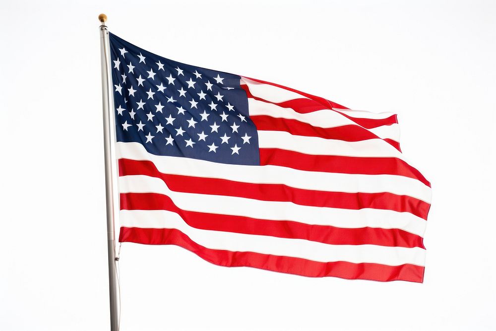 American flag white pole white background. AI generated Image by rawpixel.