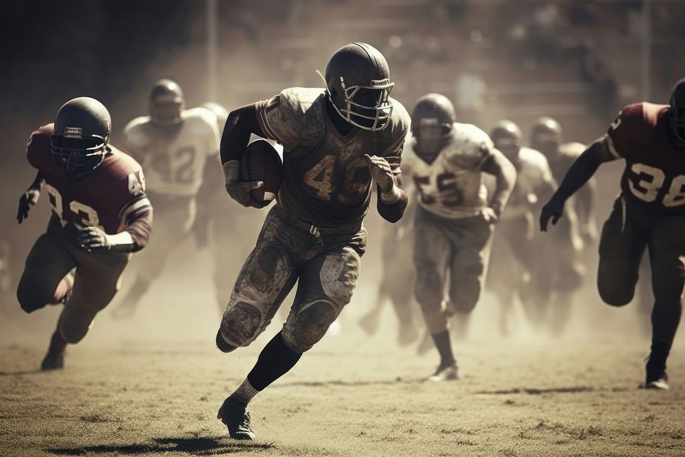 American football match sports running helmet. AI generated Image by rawpixel.