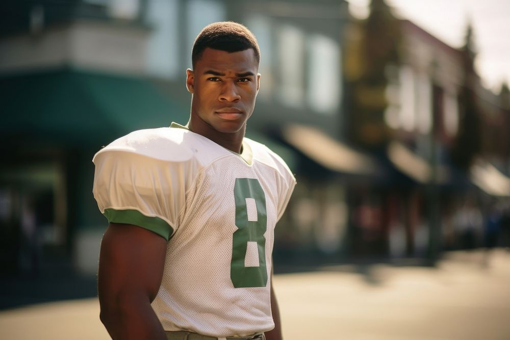 American football player sports portrait photo. AI generated Image by rawpixel.