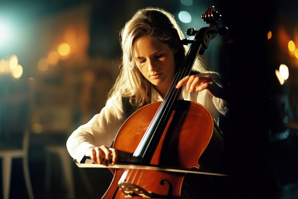 Cellist cello orchestra concentration. AI generated Image by rawpixel.
