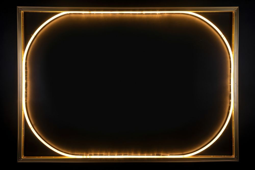 Golden neon frame black black background illuminated. AI generated Image by rawpixel.