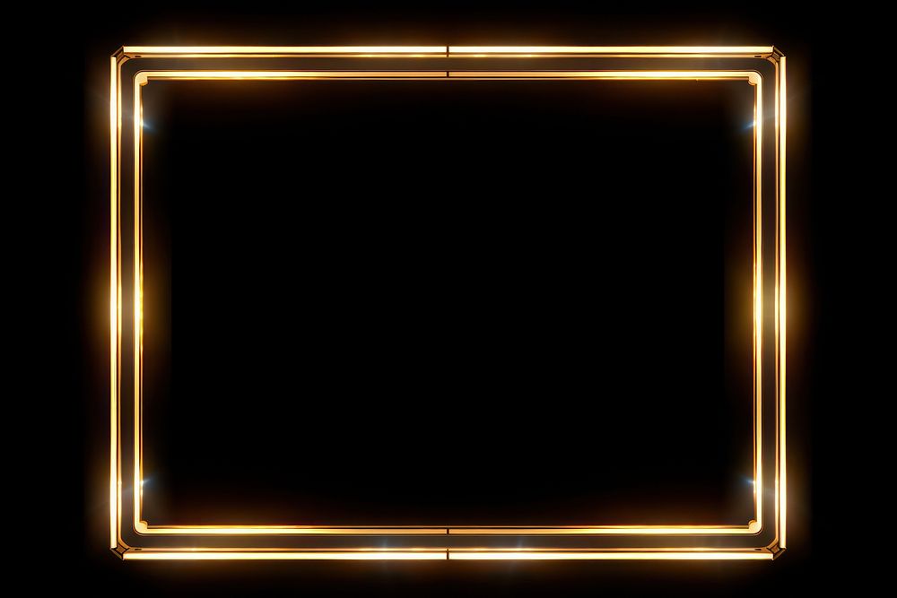 Golden neon frame backgrounds lighting black background. AI generated Image by rawpixel.