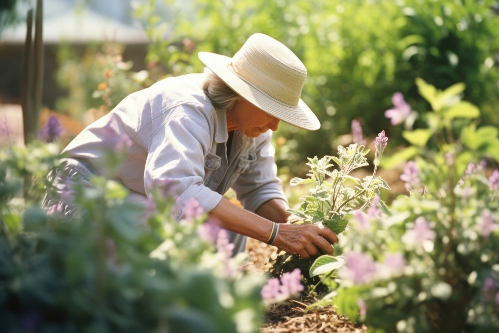 Grandmother gardening outdoors nature. AI generated Image by rawpixel.
