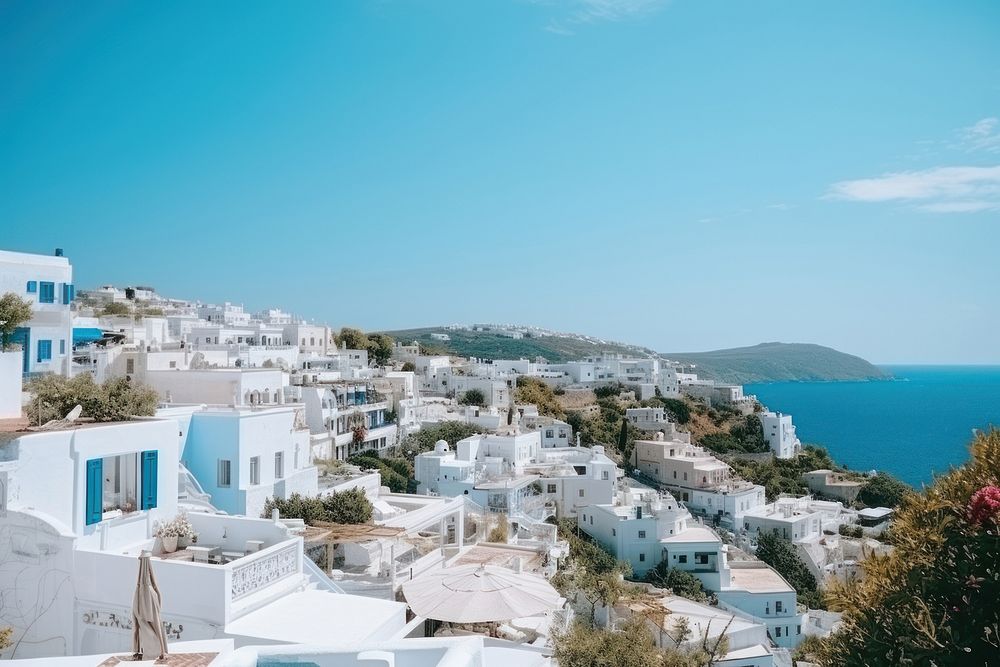 Greece cityscape vacation architecture tranquility. AI generated Image by rawpixel.