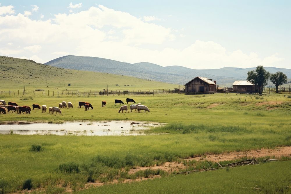 Landscape animal ranch farm. AI generated Image by rawpixel.