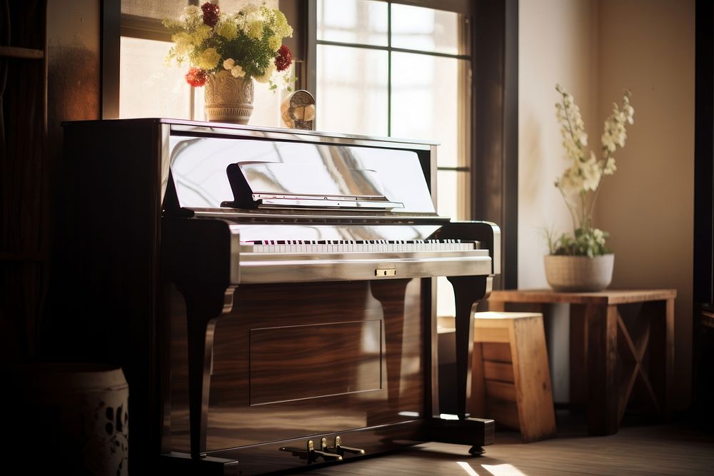 Upright piano keyboard architecture harpsichord. AI generated Image by rawpixel.