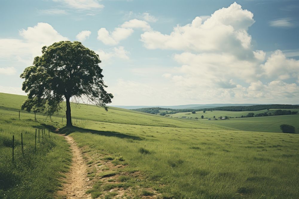 Countryside land landscape grassland. AI generated Image by rawpixel.