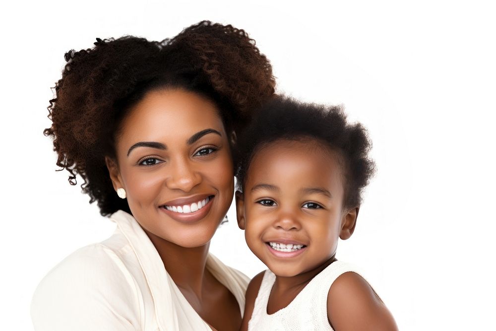 Black mother child portrait smiling. AI generated Image by rawpixel.
