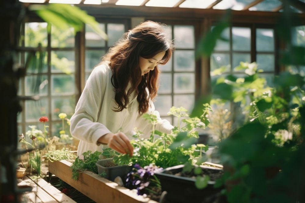 Woman gardening outdoors nature. AI generated Image by rawpixel.