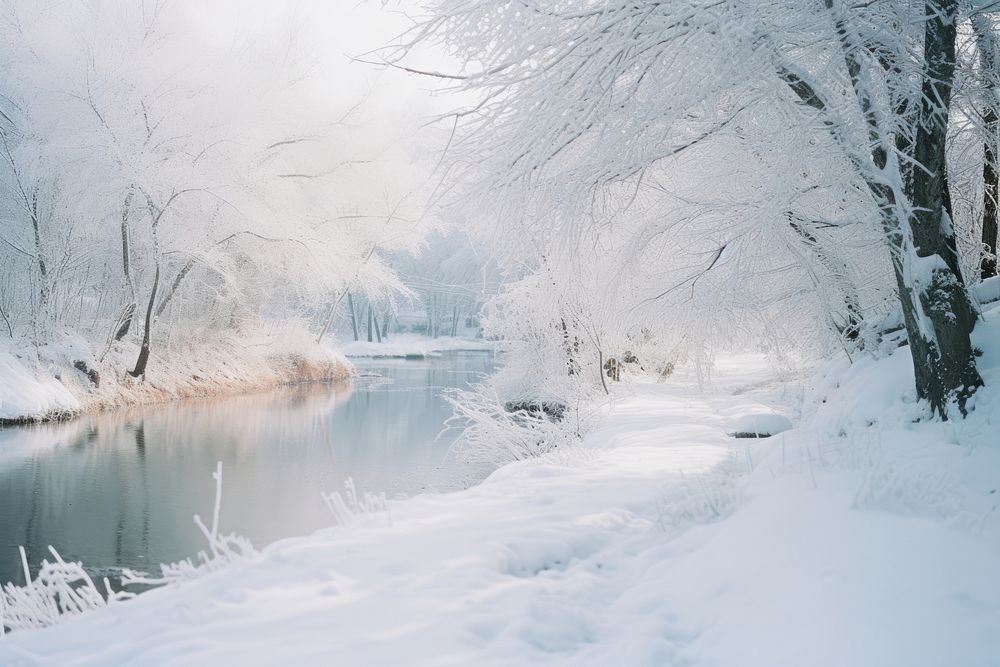 Winter Landscape landscape outdoors nature. AI generated Image by rawpixel.