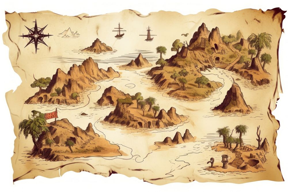 Treasure map painting outdoors land. AI generated Image by rawpixel.