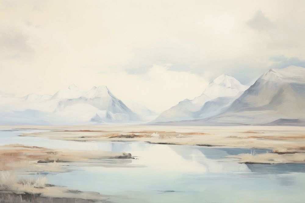 Arctic landscape painting outdoors nature. AI generated Image by rawpixel.