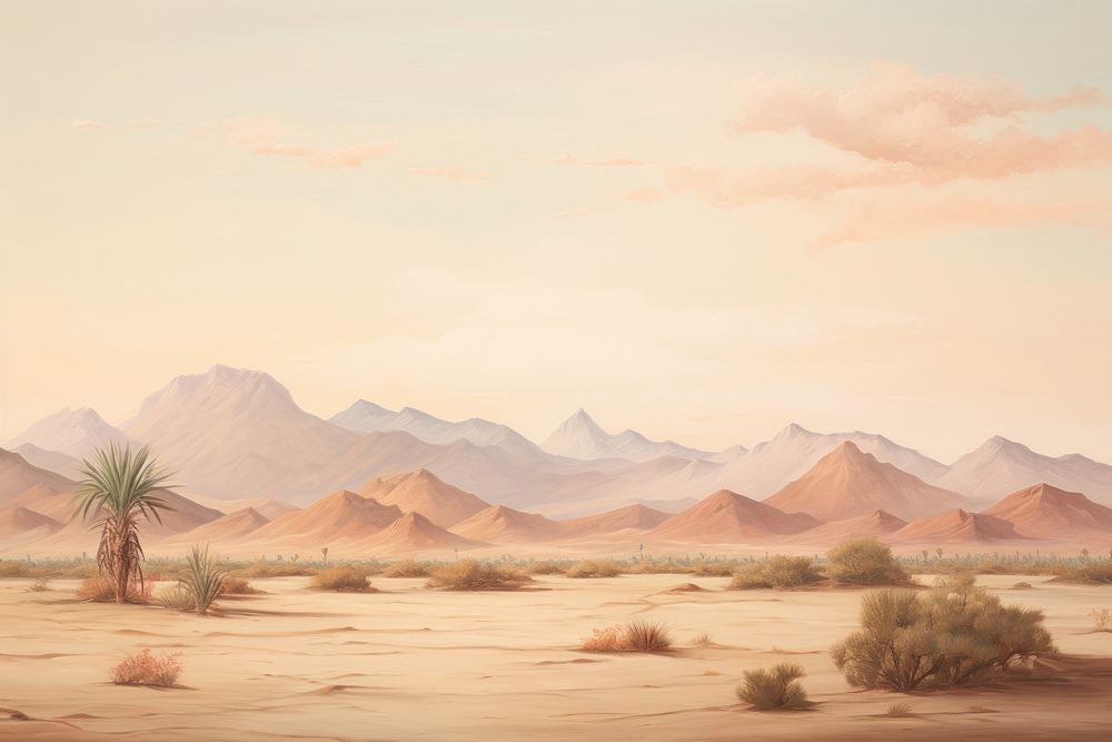 Desert landscape outdoors painting. AI generated Image by rawpixel.