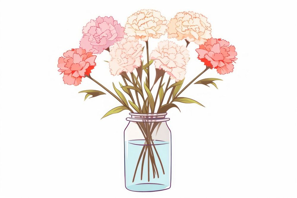 Carnation bouquet flower jar plant. AI generated Image by rawpixel.