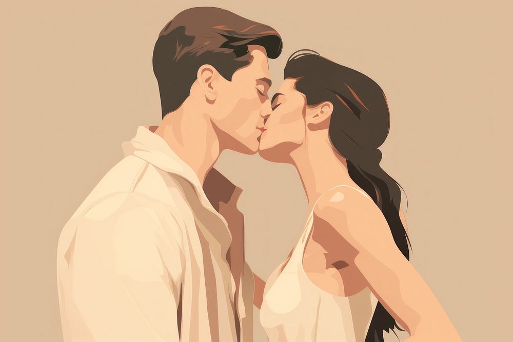 Couple kissing adult affectionate. AI generated Image by rawpixel.