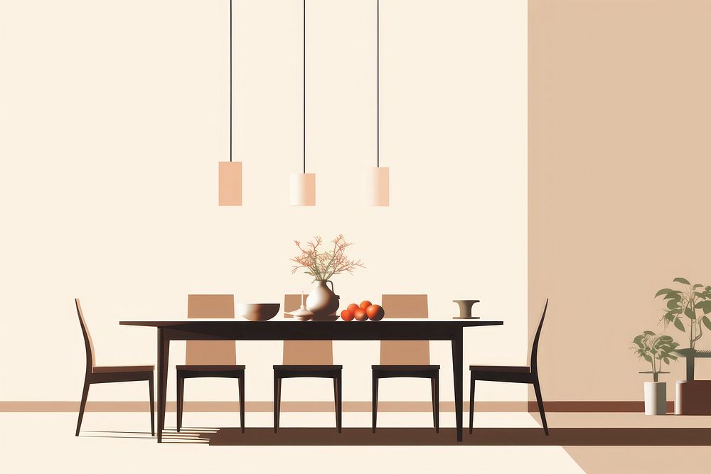 Dining room architecture furniture table. AI generated Image by rawpixel.