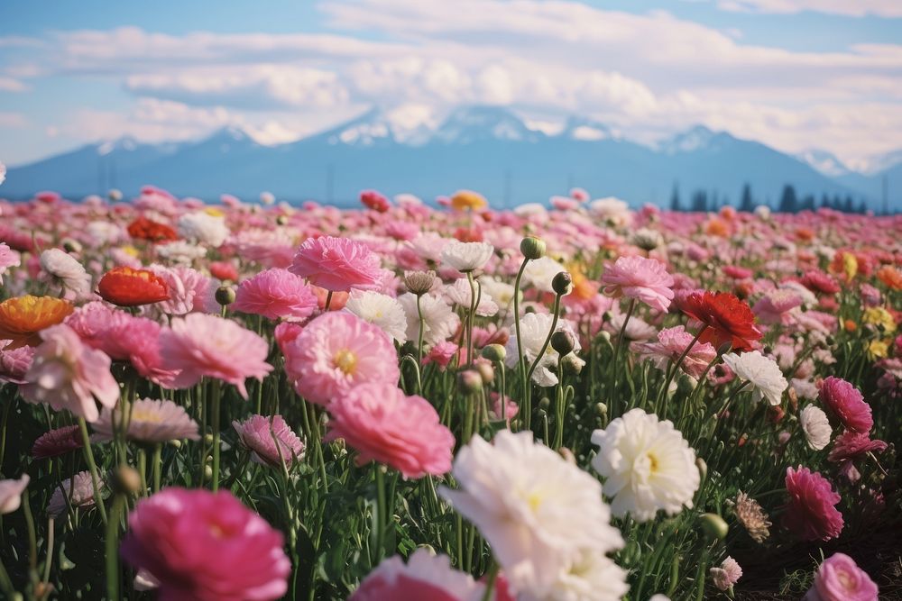 Blooming blossoming flowering landscape outdoors nature. AI generated Image by rawpixel.