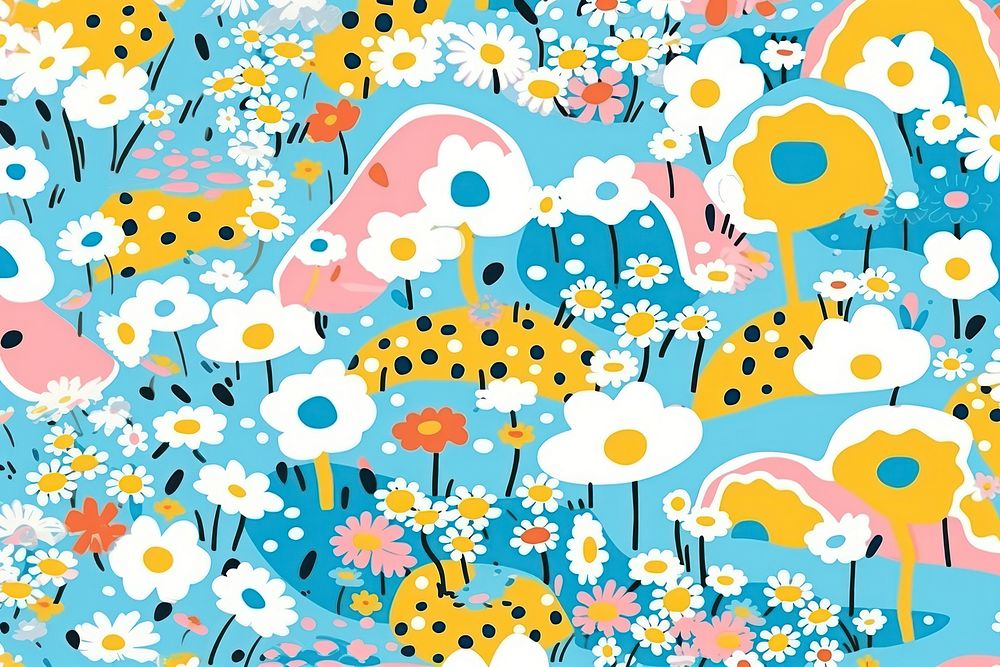 Vibrant Chamomile pattern outdoors flower nature. AI generated Image by rawpixel.