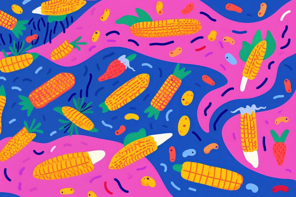 Vibrant corn pattern food backgrounds vegetable. AI generated Image by rawpixel.