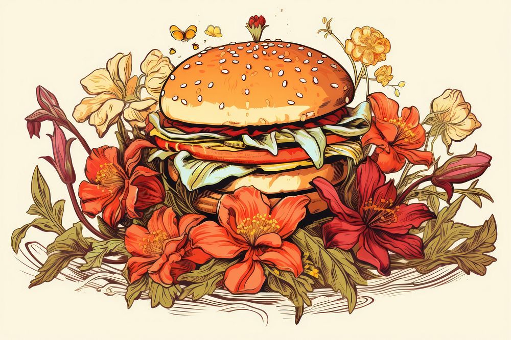 Hamburger flower plant food. AI generated Image by rawpixel.