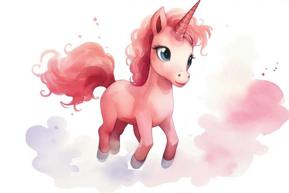 Minimal pink little pony unicorn mammal animal representation. AI generated Image by rawpixel.