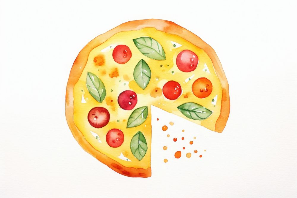 Minimal cute pizza food vegetable freshness. AI generated Image by rawpixel.